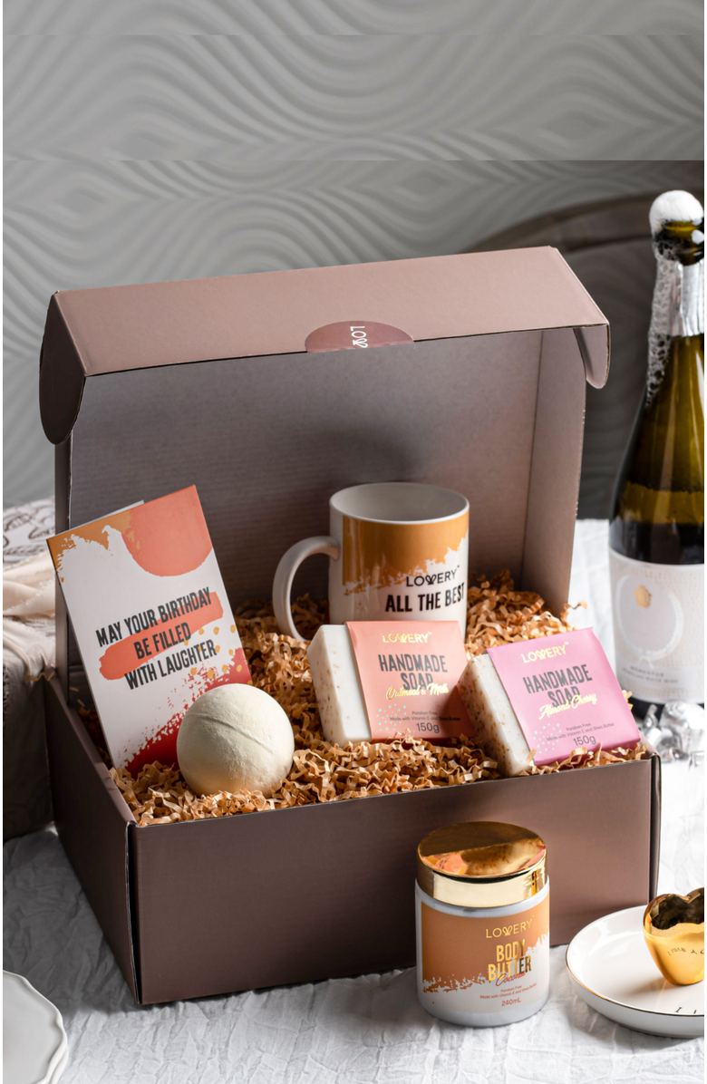 Lovery Personalized Birthday Box, Alternate, color, Mauve, Orange, Cream, Gold