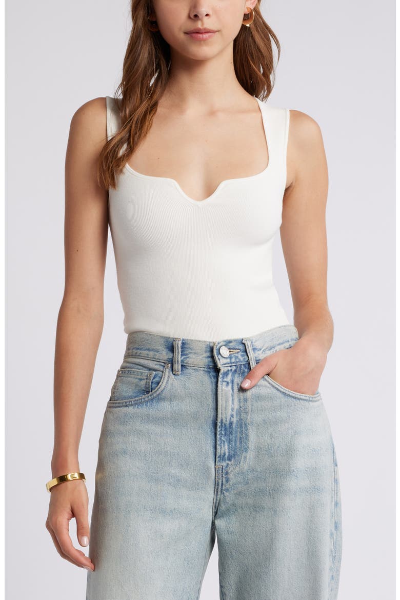 Notched Rib Sweater Tank, Main, color, IVORY CLOUD