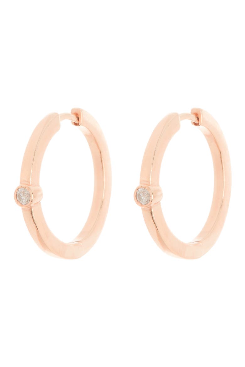 Bezel Set Diamond Hoop Earrings - 0.20 ctw, Main, color, ROSE