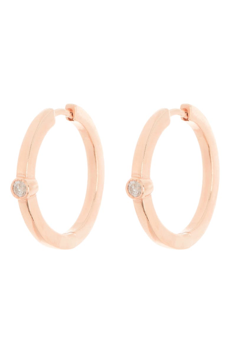 MESHMERISE Bezel Set Diamond Hoop Earrings - 0.20 ctw, Main, color, Rose