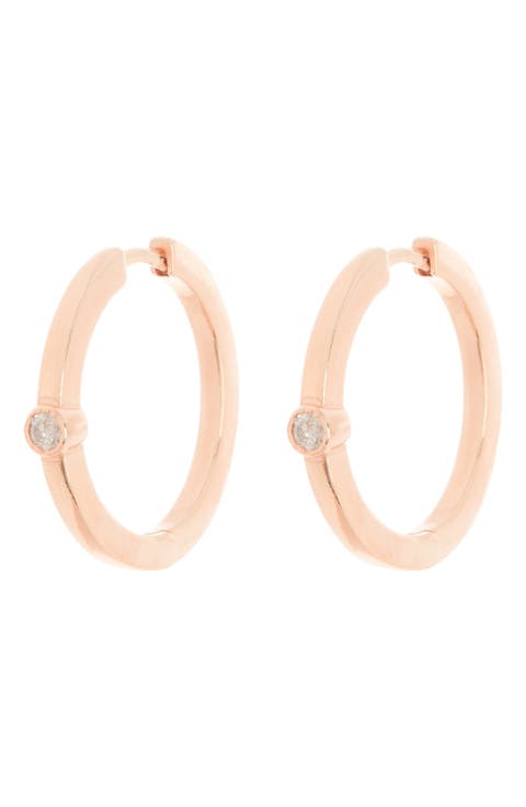 Bezel Set Diamond Hoop Earrings - 0.20 ctw