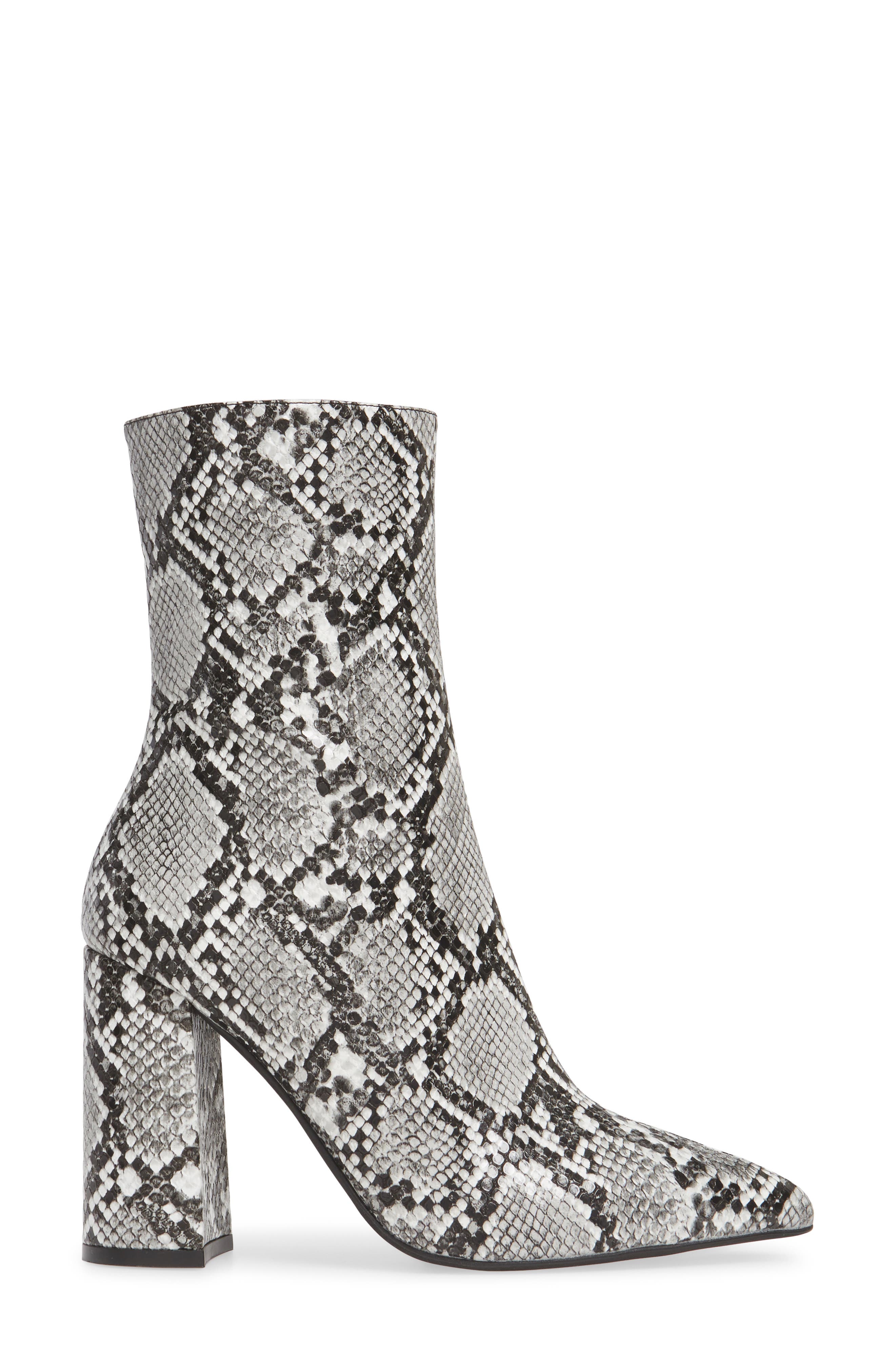 Siren Pointed Toe Bootie, Alternate, color, LIGHT GREY SNAKE PRINT