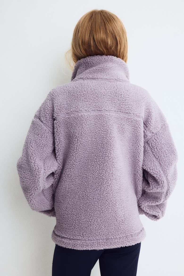 Warm Teddy Fleece Activewear Jacket, Alternate, color, Dusty lilac