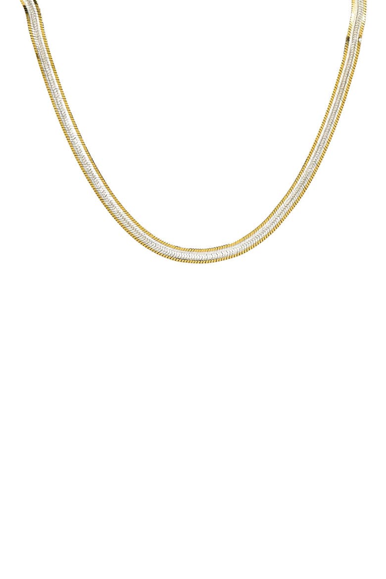 Two-Tone Herringbone Chain Bracelet, Main, color, GOLD/ SILVER