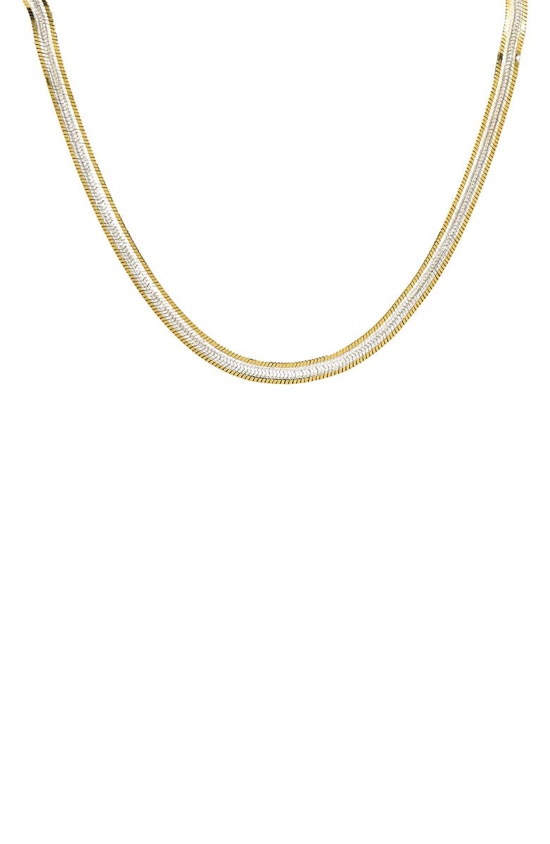 AMERICAN EXCHANGE Two-Tone Herringbone Chain Bracelet, Main, color, Gold/ Silver