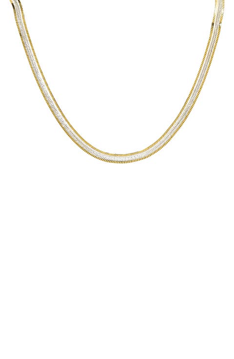 Two-Tone Herringbone Chain Bracelet