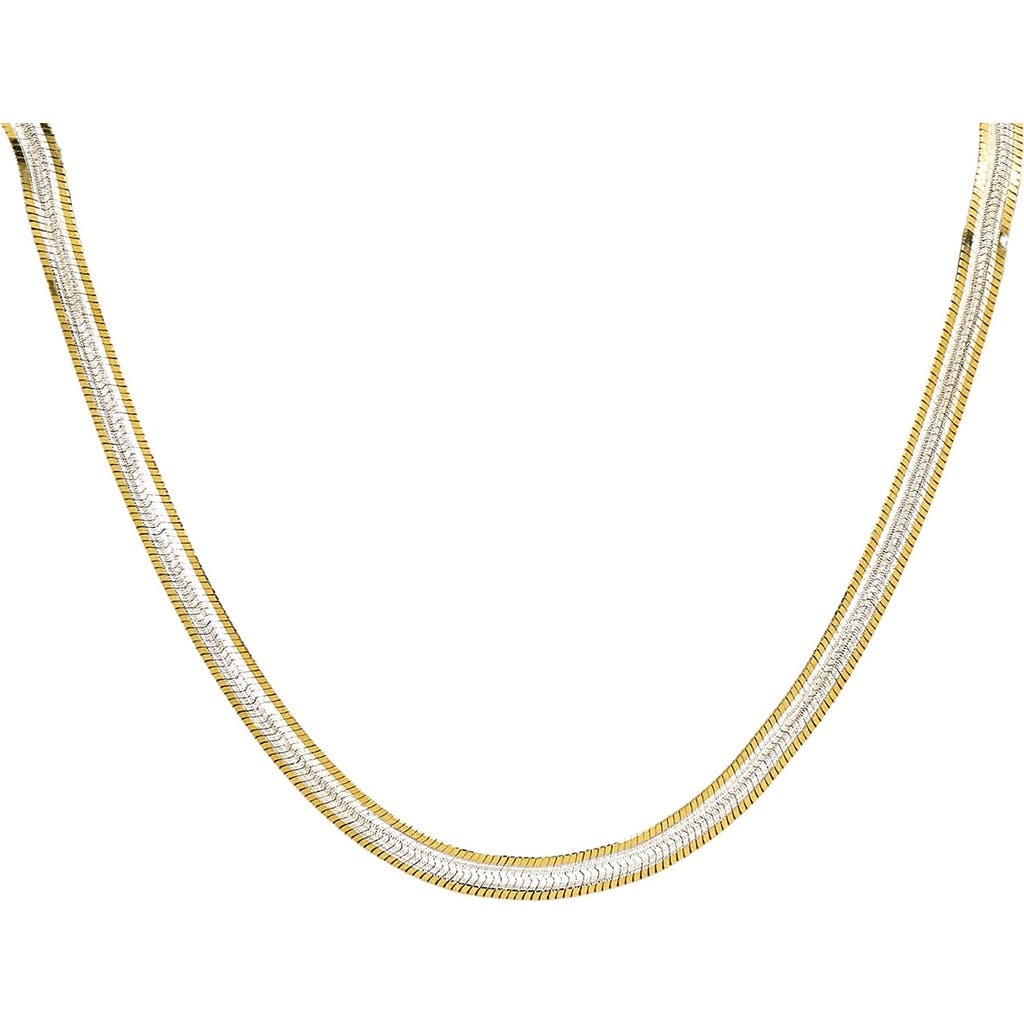 American Exchange Two-tone Herringbone Chain Bracelet In Gold/silver