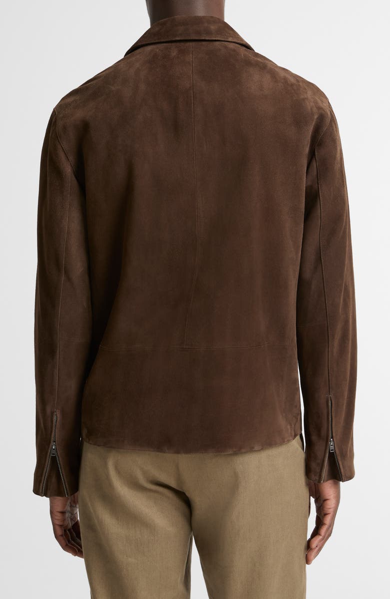 Vince Minimal Moto Suede Zip Jacket, Alternate, color, Espresso