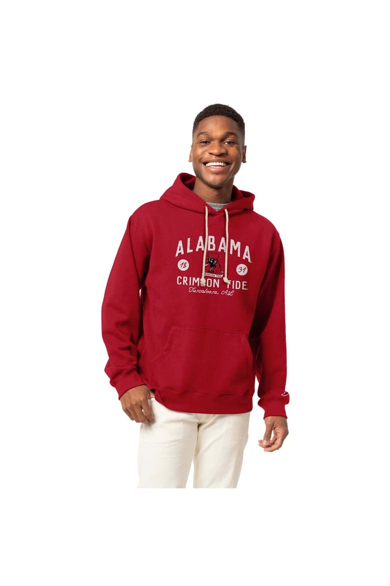 Men's League Collegiate Wear Crimson Alabama Crimson Tide Bendy Arch Essential 2.0 Pullover Hoodie, Main, color, Crimson
