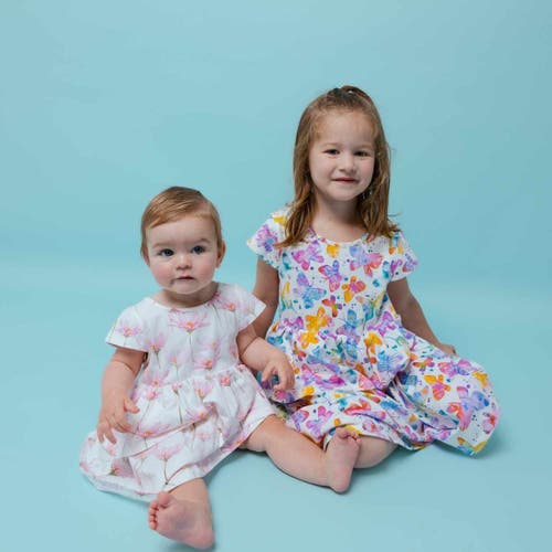 Norani Kids Organic Layered Dress With Matching Biker Shorts In Butterflies