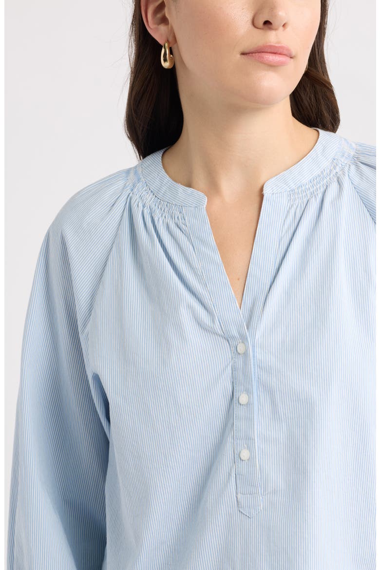 Striped Long Sleeve Popover Top, Alternate, color, BLUE- IVORY JUNE STRIPE
