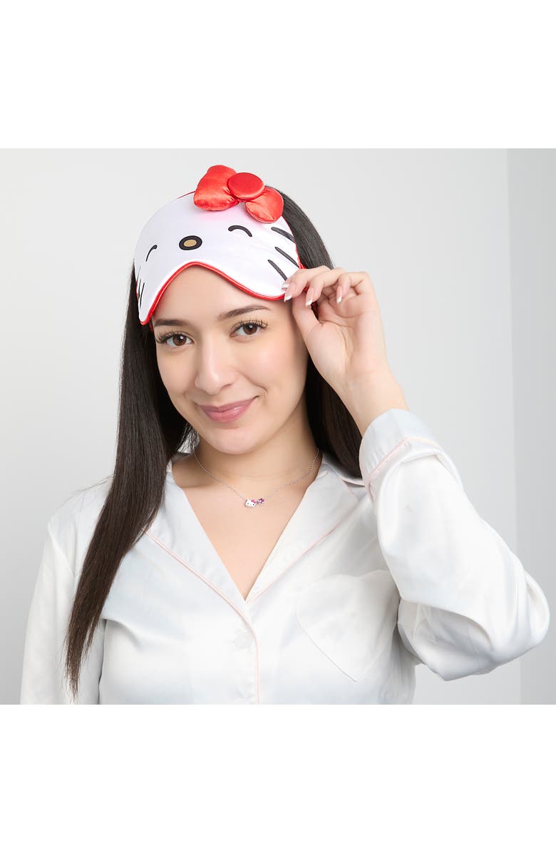 Hello Kitty Sleep Mask Official License, Satin Eye Mask for Sleeping with 3D Bow, Sanrio Gifts, Alternate, color, White, Red