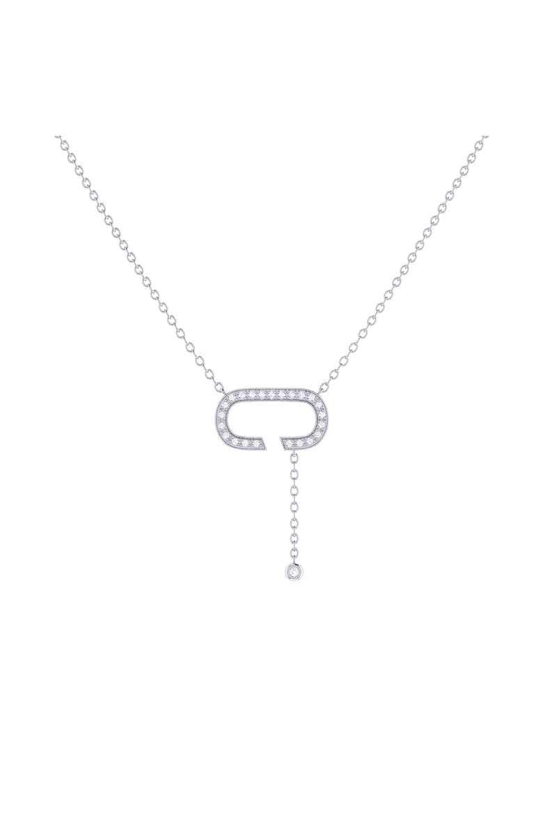 Celia C Sterling Silver Diamond Lariat Necklace, Main, color, Silver