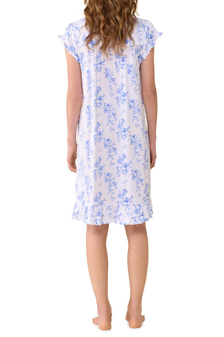 Floral Cap Sleeve Short Cotton Jersey Nightgown, Alternate, color, WHITE/ BLUE