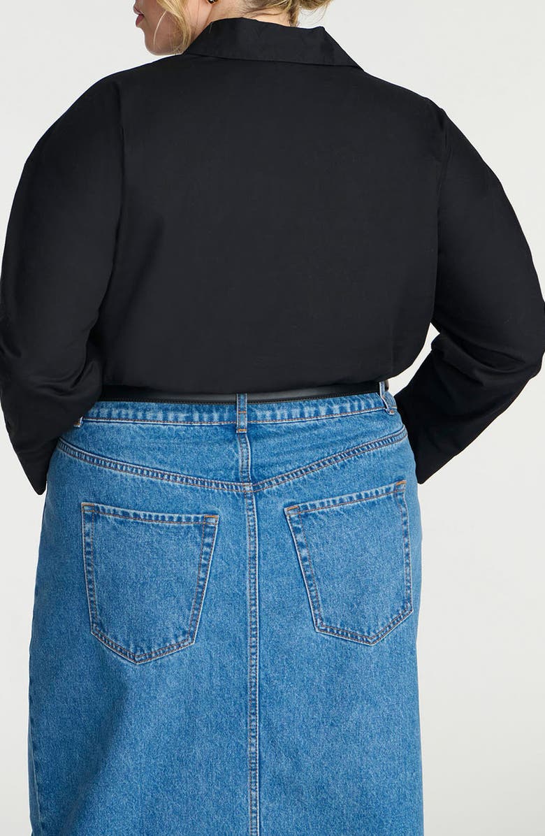 ELOQUII Oversize Poplin Button-Up Shirt, Alternate, color, 