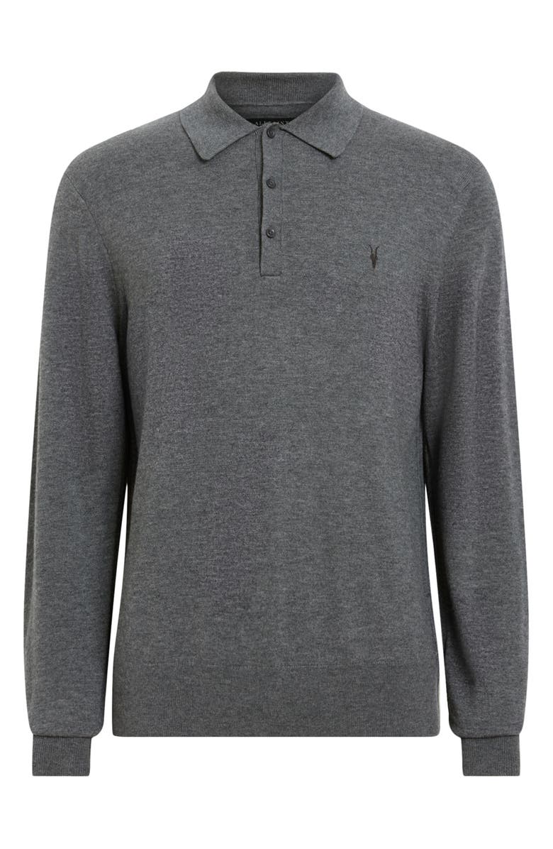 AllSaints Kilburn Long Sleeve Wool Blend Polo, Alternate, color, 