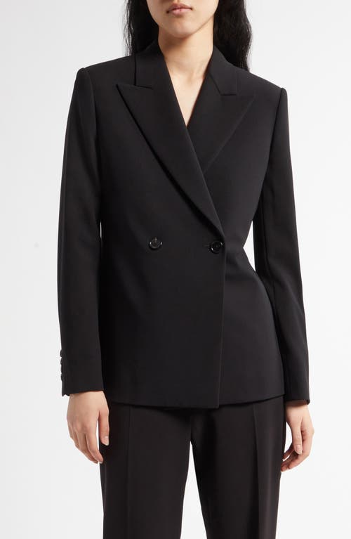 The Row Wallis Double Breasted Stretch Wool Crepe Blazer In Black