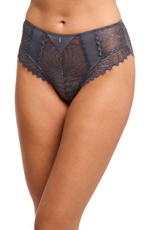 Nights Out Metallic Eyelash Lace High Waist Briefs