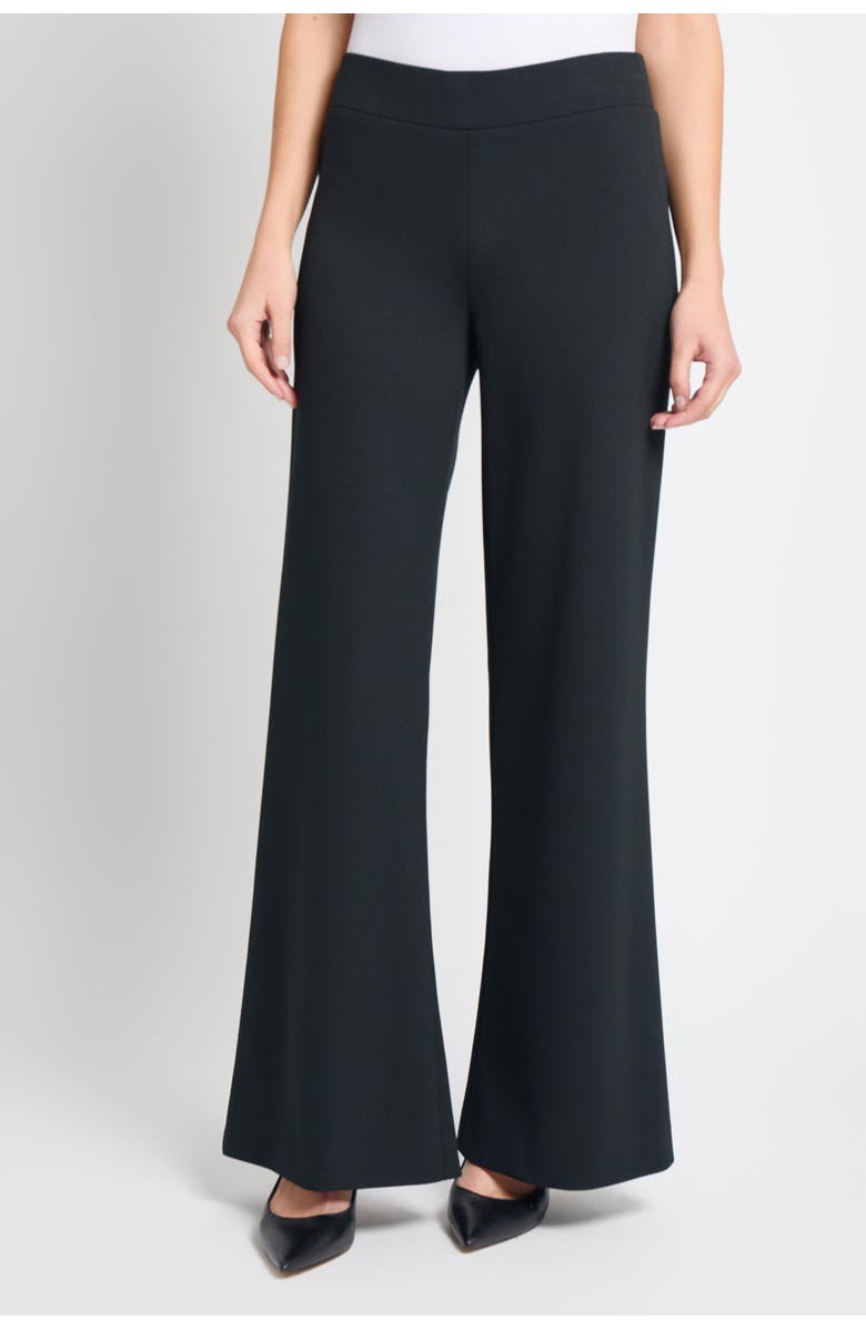 Ming Wang Stretch Deco Crepe Wide-Leg Pants, Main, color, Black