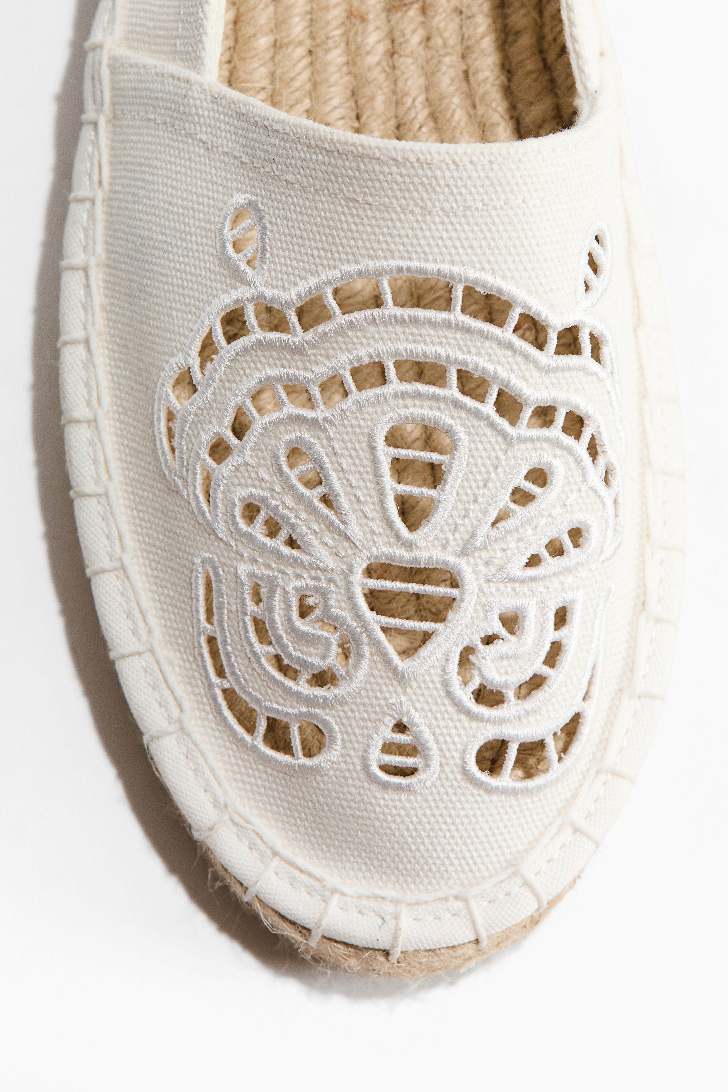 H&M Broderie Anglaise Espadrilles, Alternate, color, White