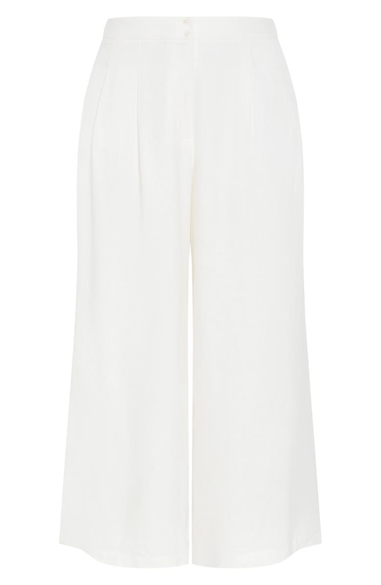 City Chic Abbie Wide Leg Linen Blend Pants, Alternate, color, Ivory