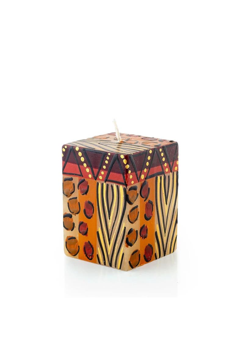 Animal Print Painted Cube Candle, Main, color, Animal Print - 2x2x3"