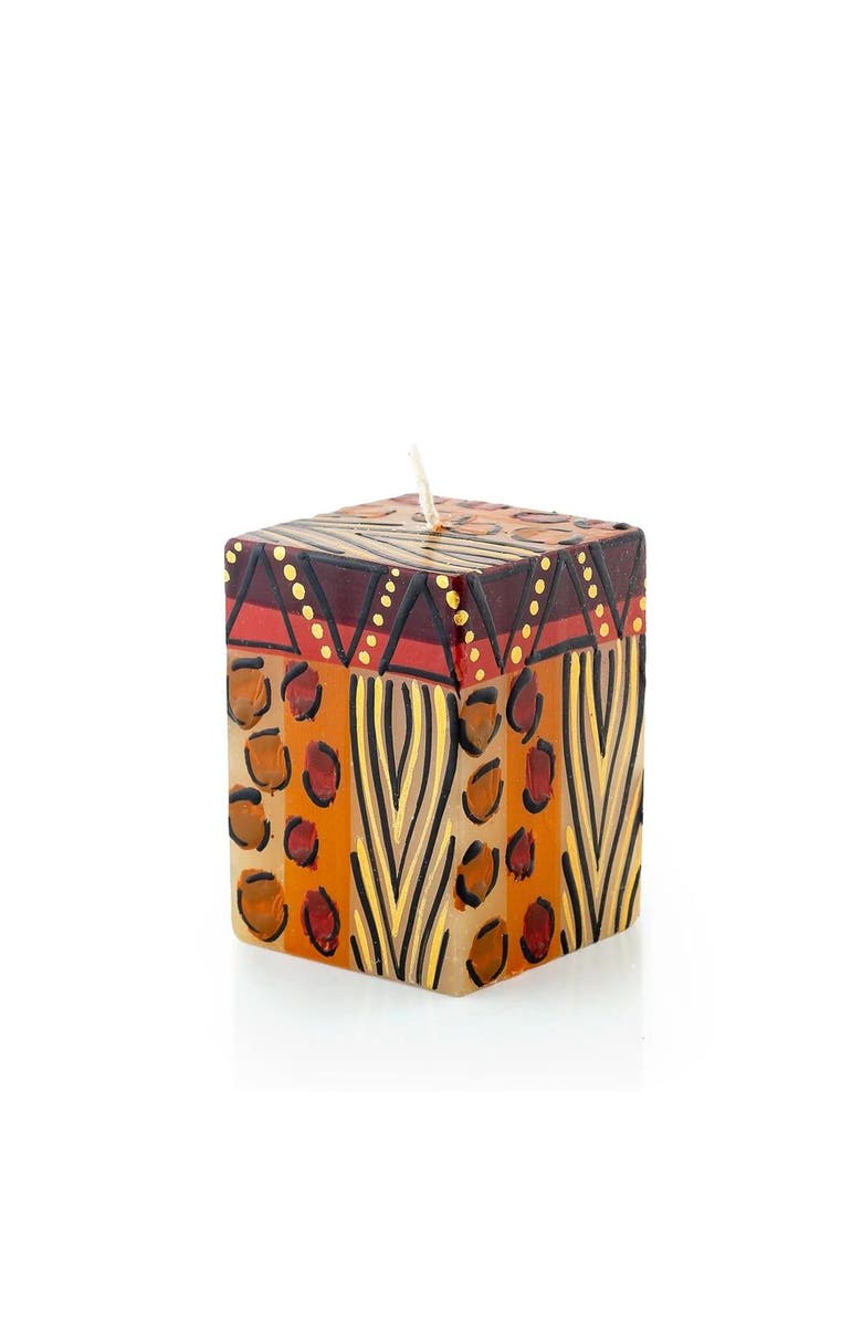 Thumbprint Artifacts Animal Print Painted Cube Candle, Main, color, Animal Print - 2X2x3"
