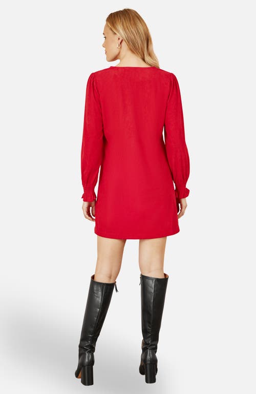 Yumi Long Sleeve V-neck Mini Dress In Animal Print