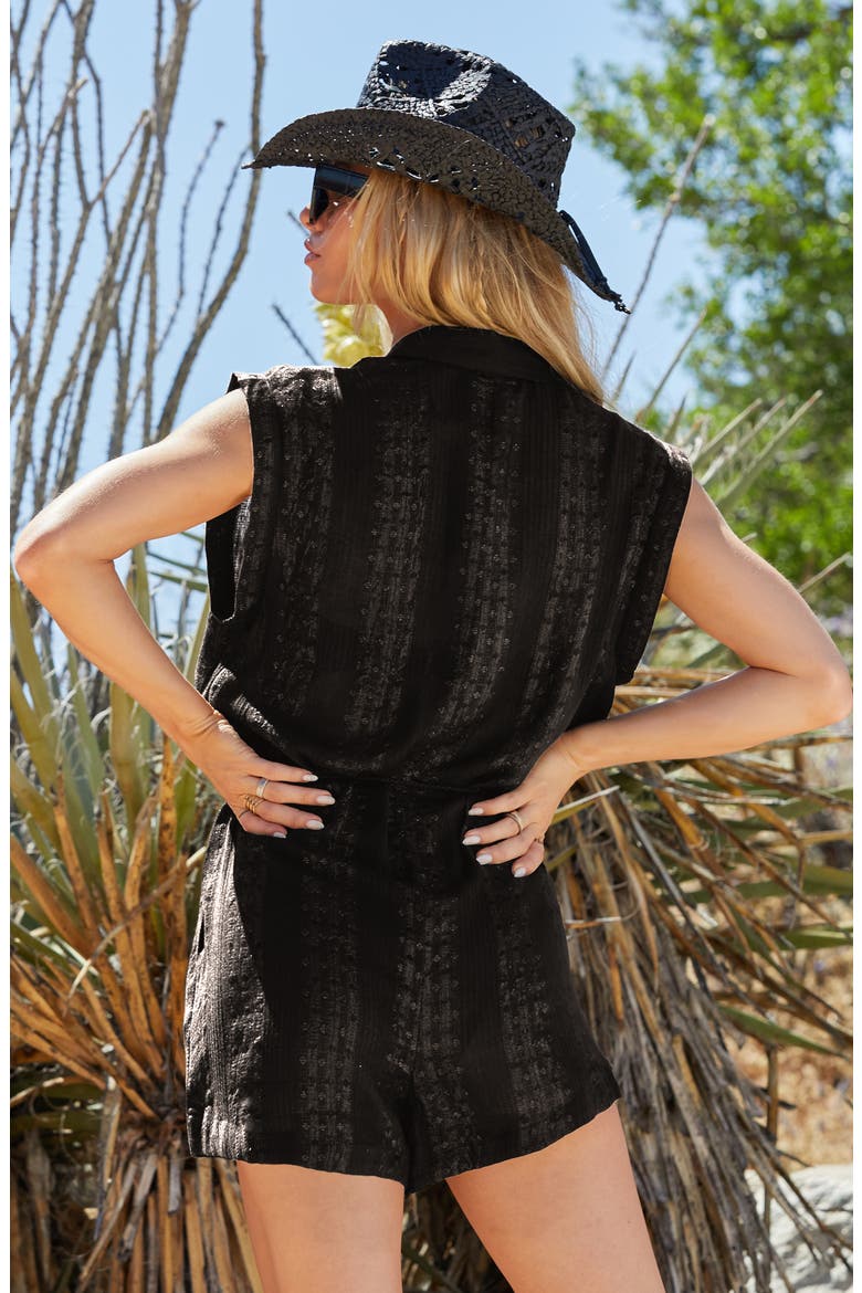 Villa Metallic Cover-Up Romper, Alternate, color, BLACK