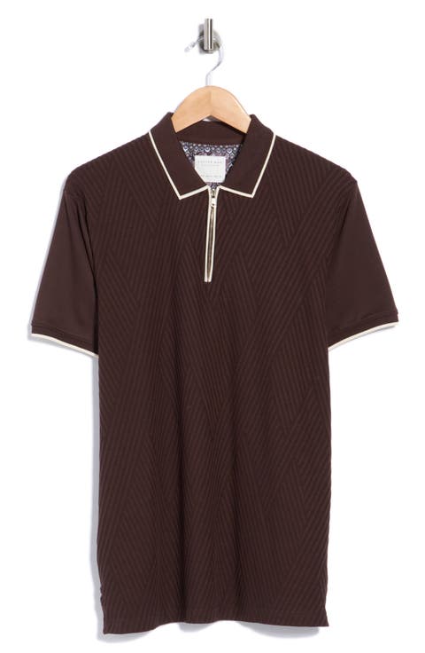 Geo Textured Quarter Zip Polo