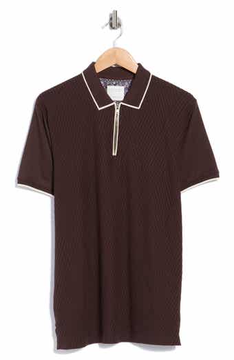Geo Textured Quarter Zip Polo