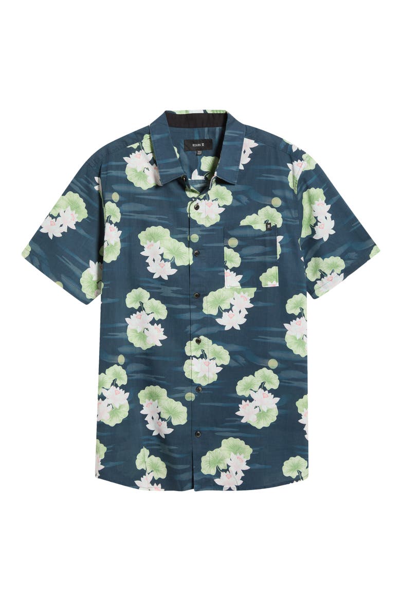 Journey Floral Short Sleeve Button-Up Shirt, Alternate, color, NAVY FLORA