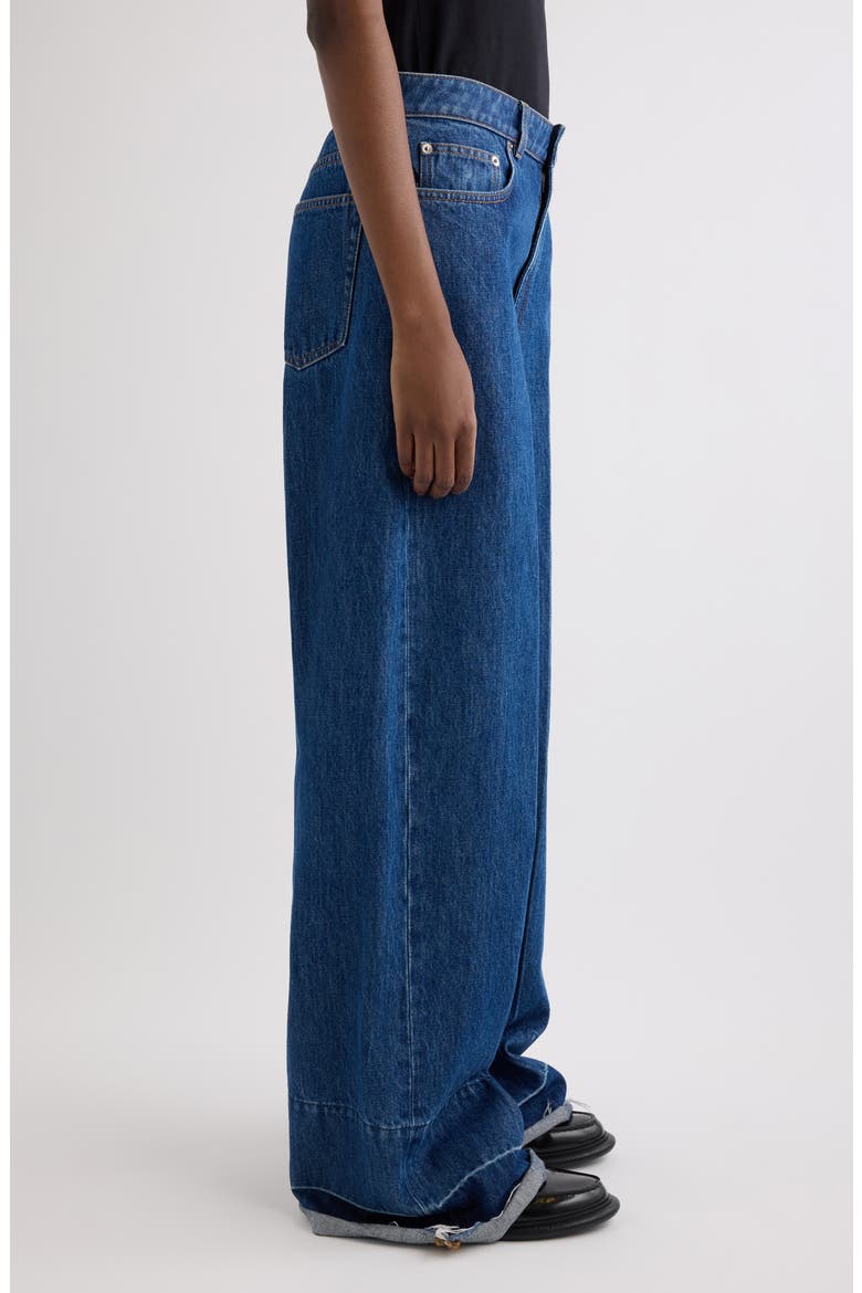 Raw Edge Wide Leg Denim Jeans, Alternate, color, MEDIUM BLUE