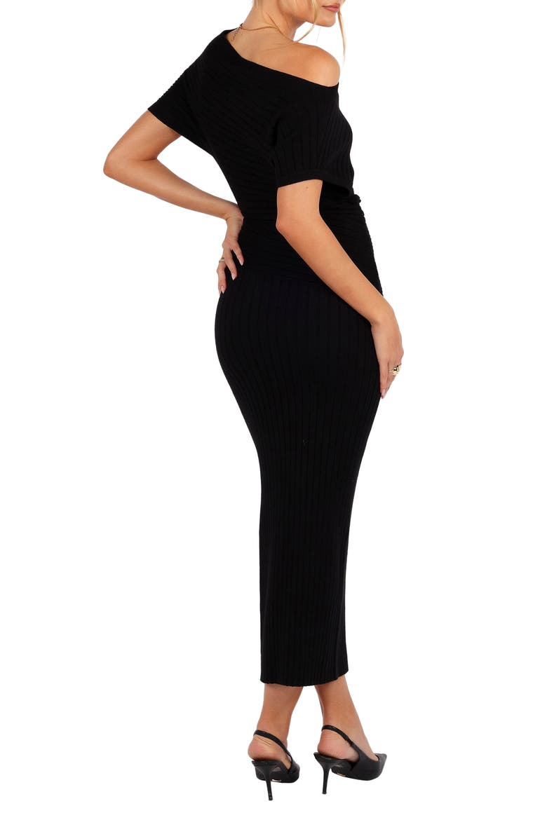 Otis Short Sleeve Ribbed Midi Dress, Alternate, color, BLACK