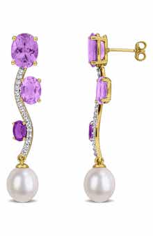 Amethyst & Cultured Freshwater Pearl Drop Earrings