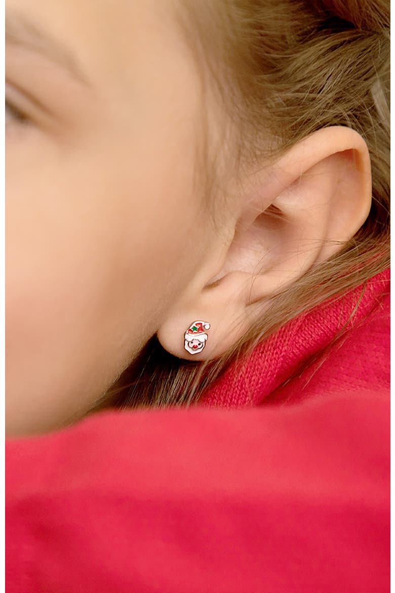 Jolly Christmas Santa Earrings, Alternate, color, White