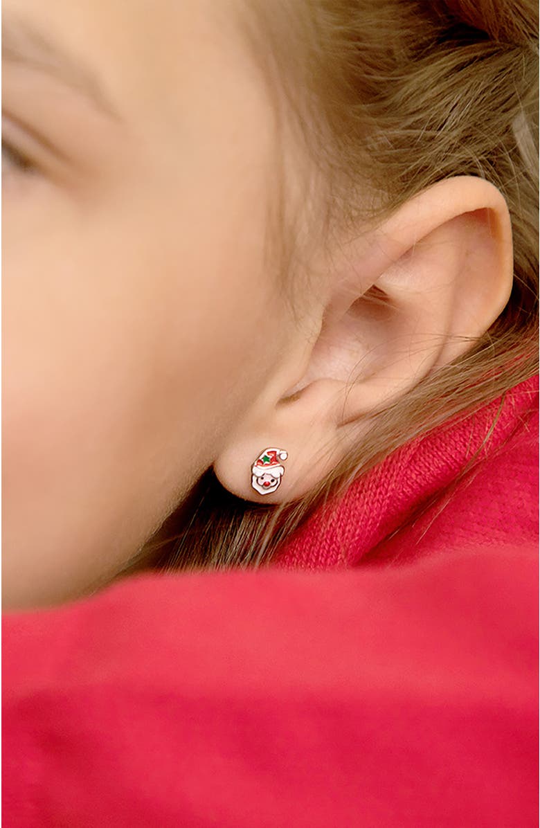 In Season Jewelry Jolly Christmas Santa Earrings, Alternate, color, White