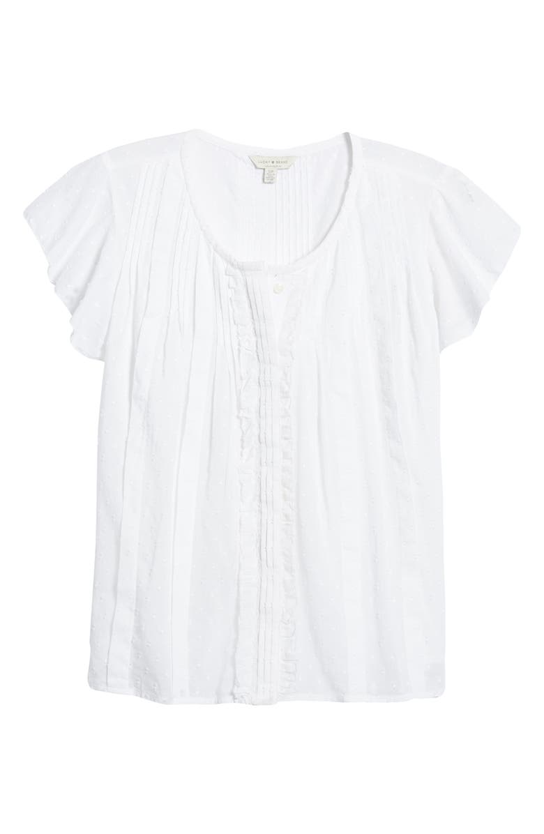 Lucky Brand Flutter Sleeve Clip Dot Poet Blouse, Alternate, color,