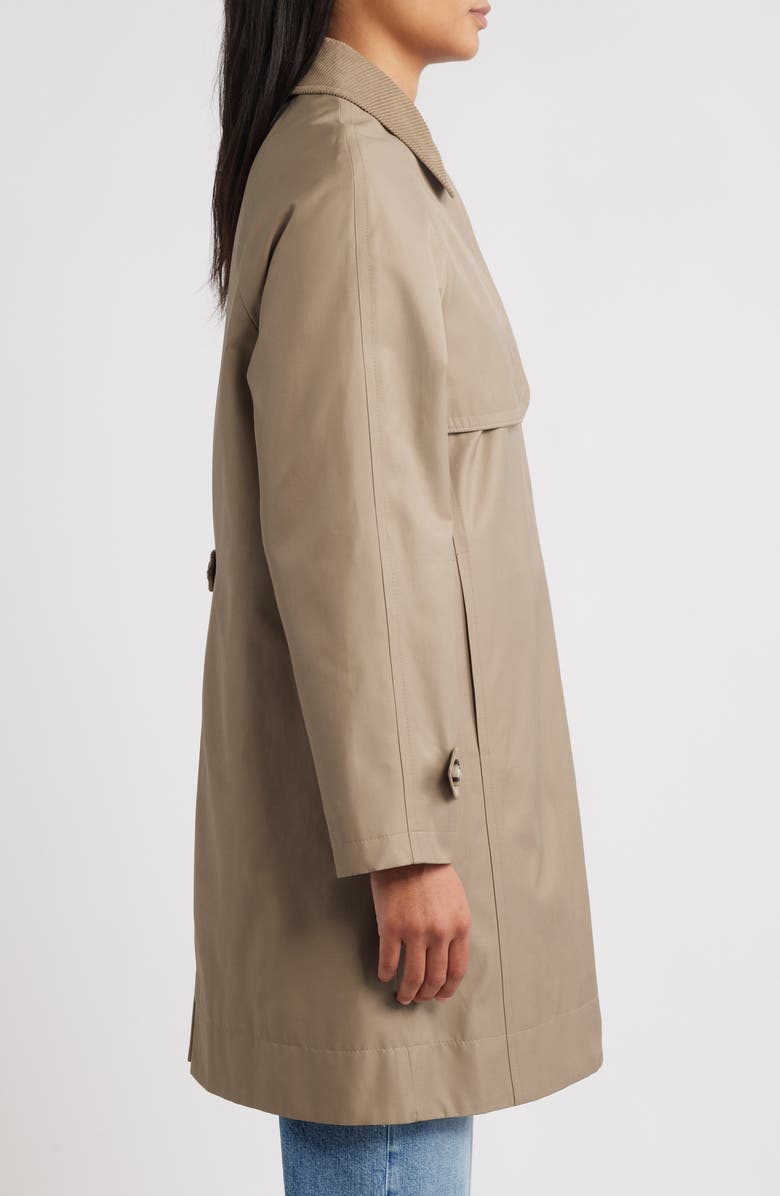 Sam Edelman Corduroy Collar Raincoat, Alternate, color, Sand