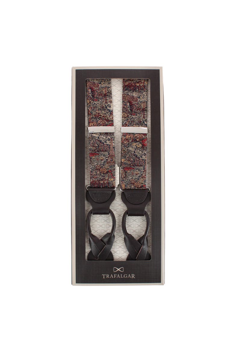 Paris Tapestry Silk Novelyt Button End Suspenders, Alternate, color, Multiple