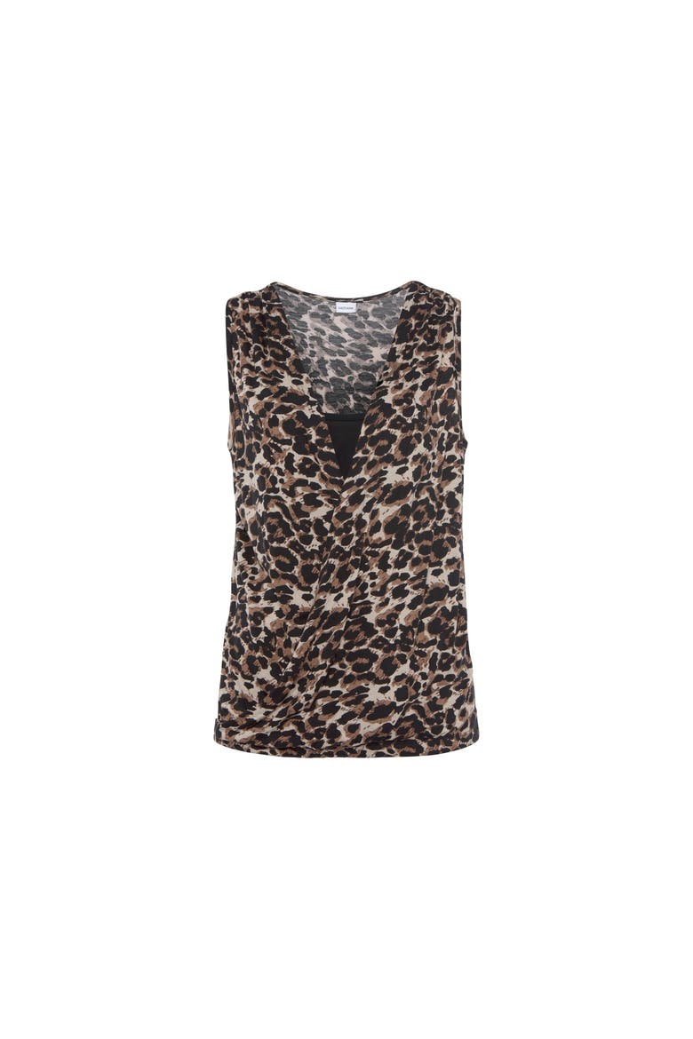 Sleeveless Wrap Look Top, Alternate, color, Leopard