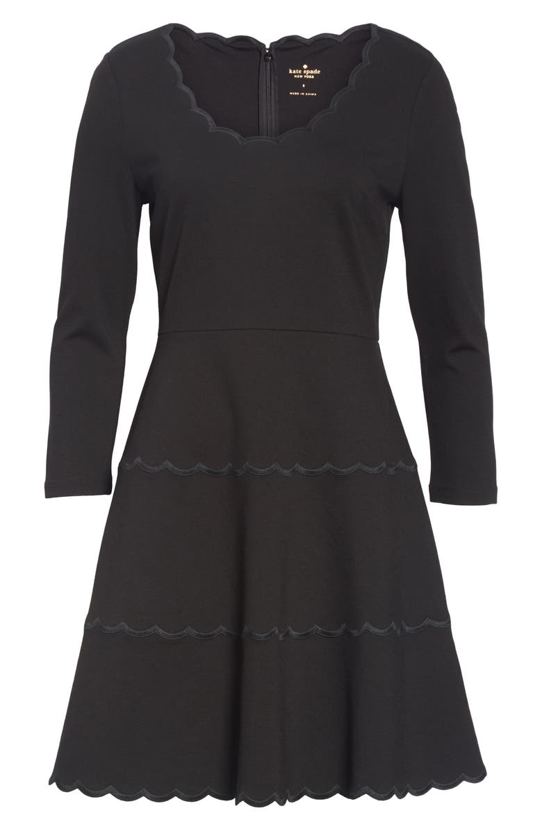 ZDNU KATE SPADE kate spade new york scallop ponte fit & flare dress, Alternate, color,