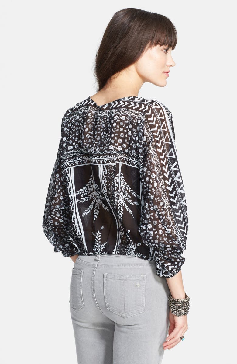 Free People 'Yo Yo' Lace Up Print Peasant Top, Alternate, color, 