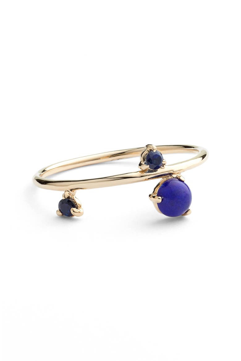 Counting Collection Three-Step Balloon Lapis & Sapphire Ring (Nordstrom Exclusive), Main, color, YELLOW GOLD