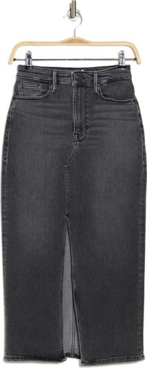 Front Slit Midi Denim Skirt