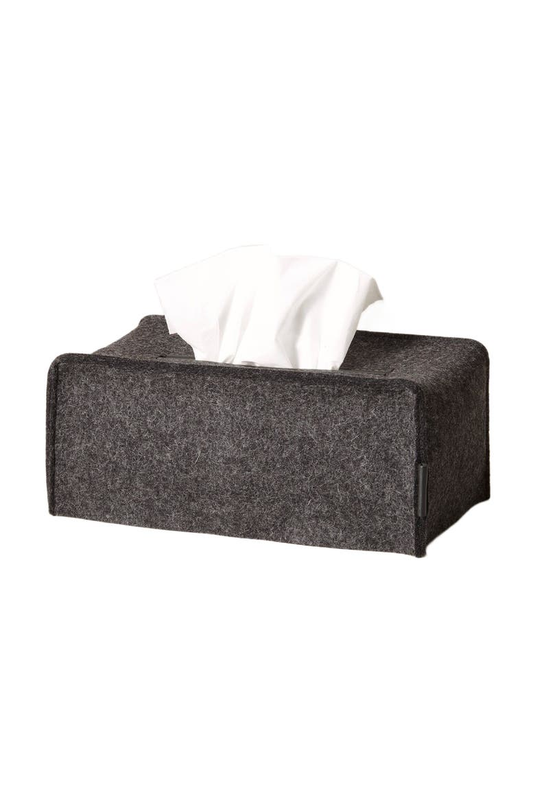 Merino Wool Large Tissue Box Cover, Main, color, Charcoal Black