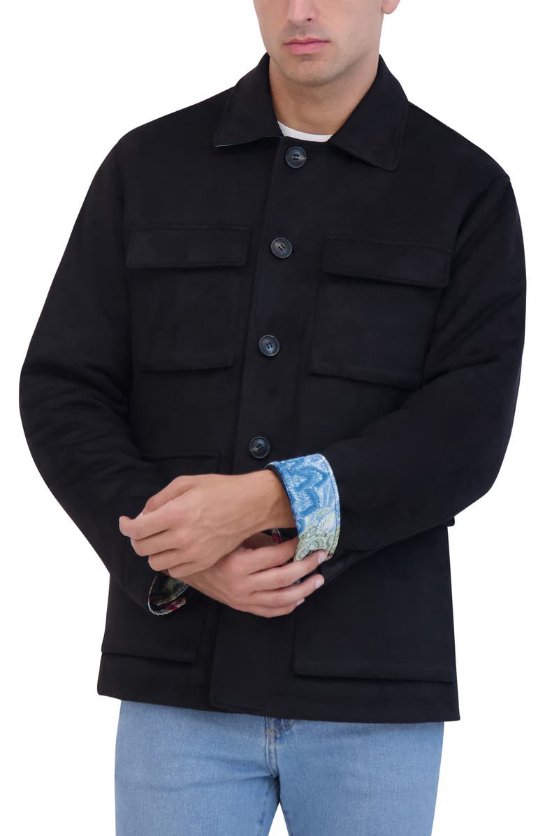 Robert Graham Faux Suede Safari Jacket, Alternate, color, Black