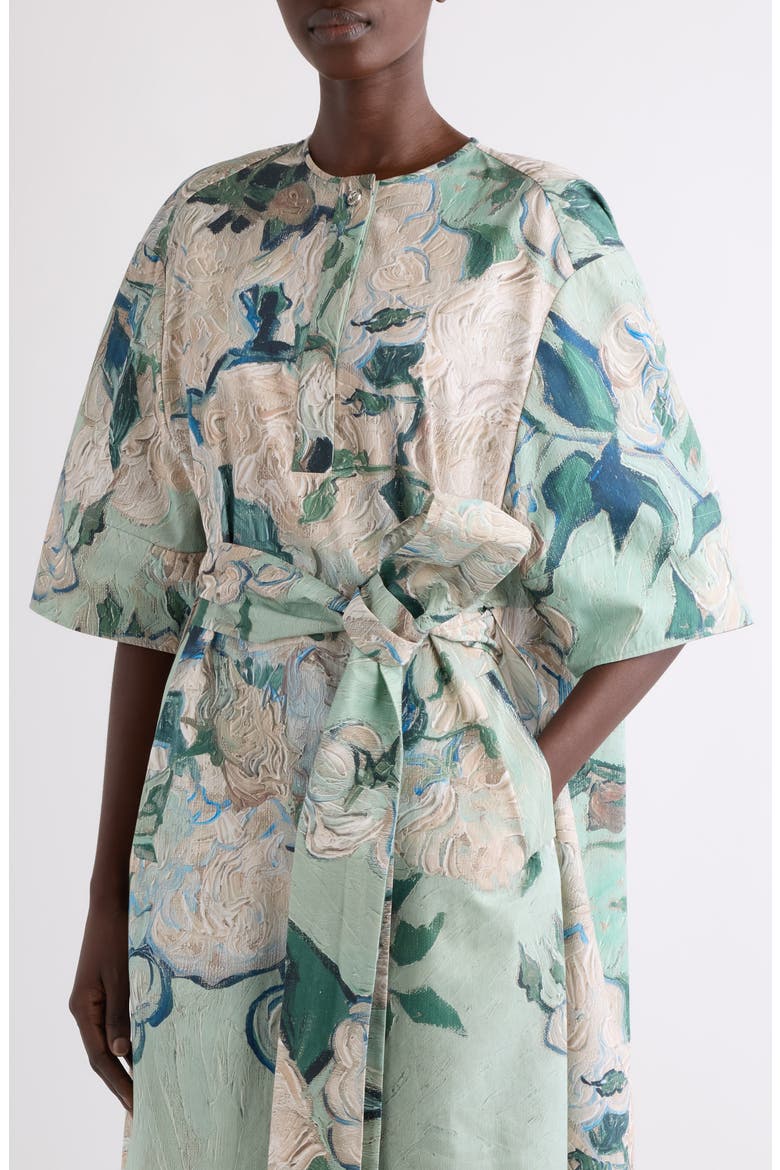 Rose Jacquard Cotton Cocoon Dress, Alternate, color, MINT GREEN