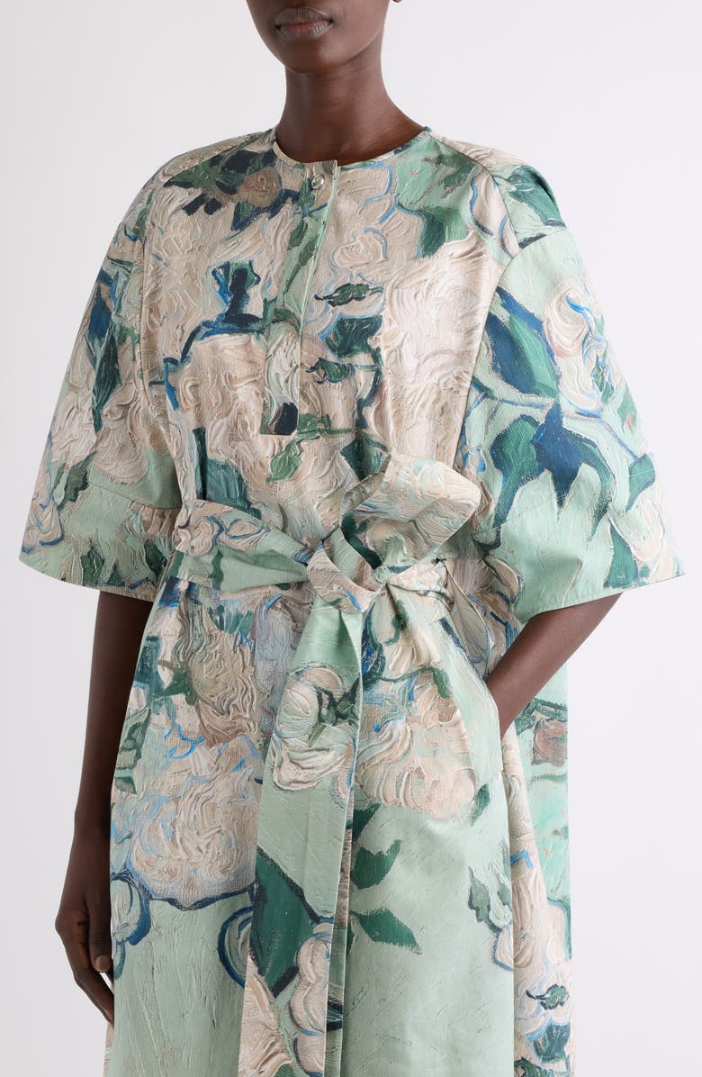 Givenchy Rose Jacquard Cotton Cocoon Dress, Alternate, color, Mint Green