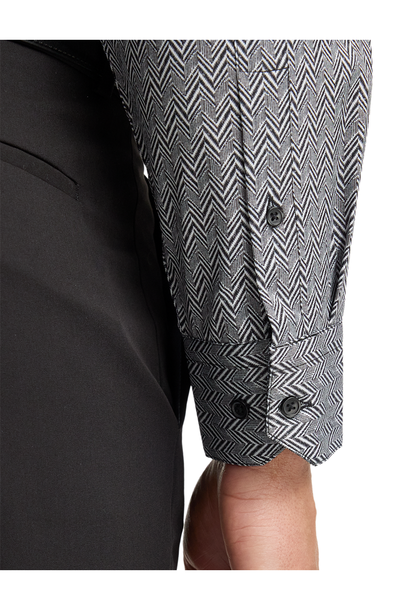 Paul Fredrick Performance Stretch Chevron Casual Shirt, Alternate, color, Black/White